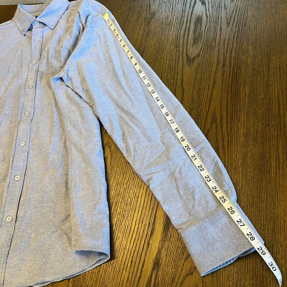 American Tall Button Down Shirt Cotton Chambray Blue Long Sleeve Classic Tall
